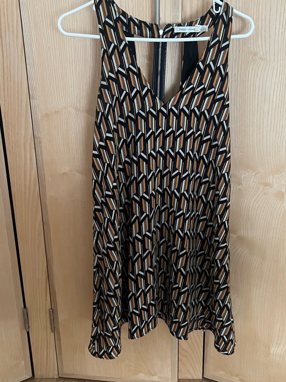 Anthropologie Geometric Print A-Line Dress in Black and yellow